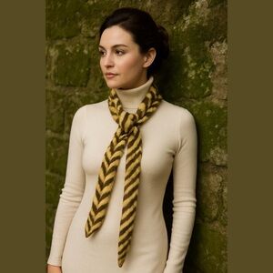 50s MINK FUR CHEVRON BUTTERY CREAM & TAUPE MCM SCARF OR BELT LUXURY 66"L X 2.5"W